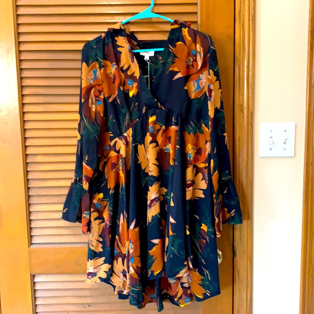 Navy Floral Babydoll Dress